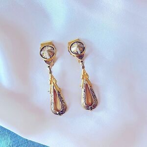 Vintage Spanish Damascene Drop Earrings